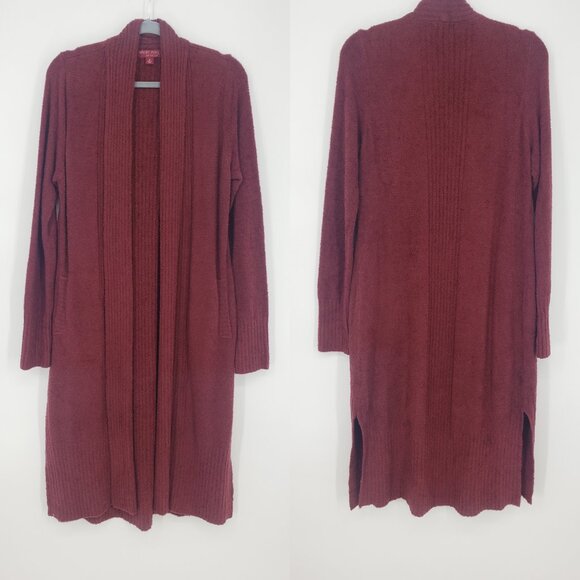 Barefoot Dreams Catalina Long Cardigan Sweater M CozyChic Lite Open Front Red - Picture 3 of 10